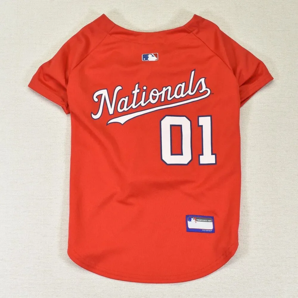 Washington Nationals Dog Jersey Large Red MLB Pet Shirt Fanatics 01 Baseball